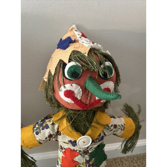 Vintage Scarecrow Toy Doll Needlework 24” Lot Halloween Oz 1970s Bucilla Fall - Picture 2 of 9